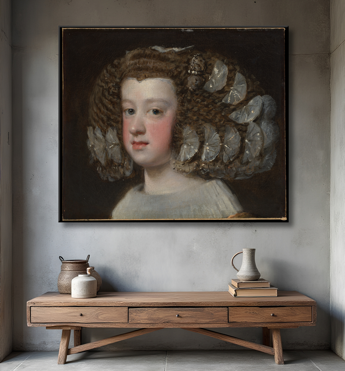 Reproduction María Teresa (1638-1683), Infante d'Espagne de Velázquez (Diego Rodríguez de Silva y Velázquez) avec decor