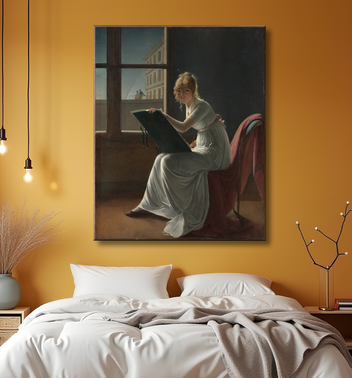 Reproduction Marie Joséphine Charlotte du Val d'Ognes (1786–1868) de Marie Denise Villers avec decor