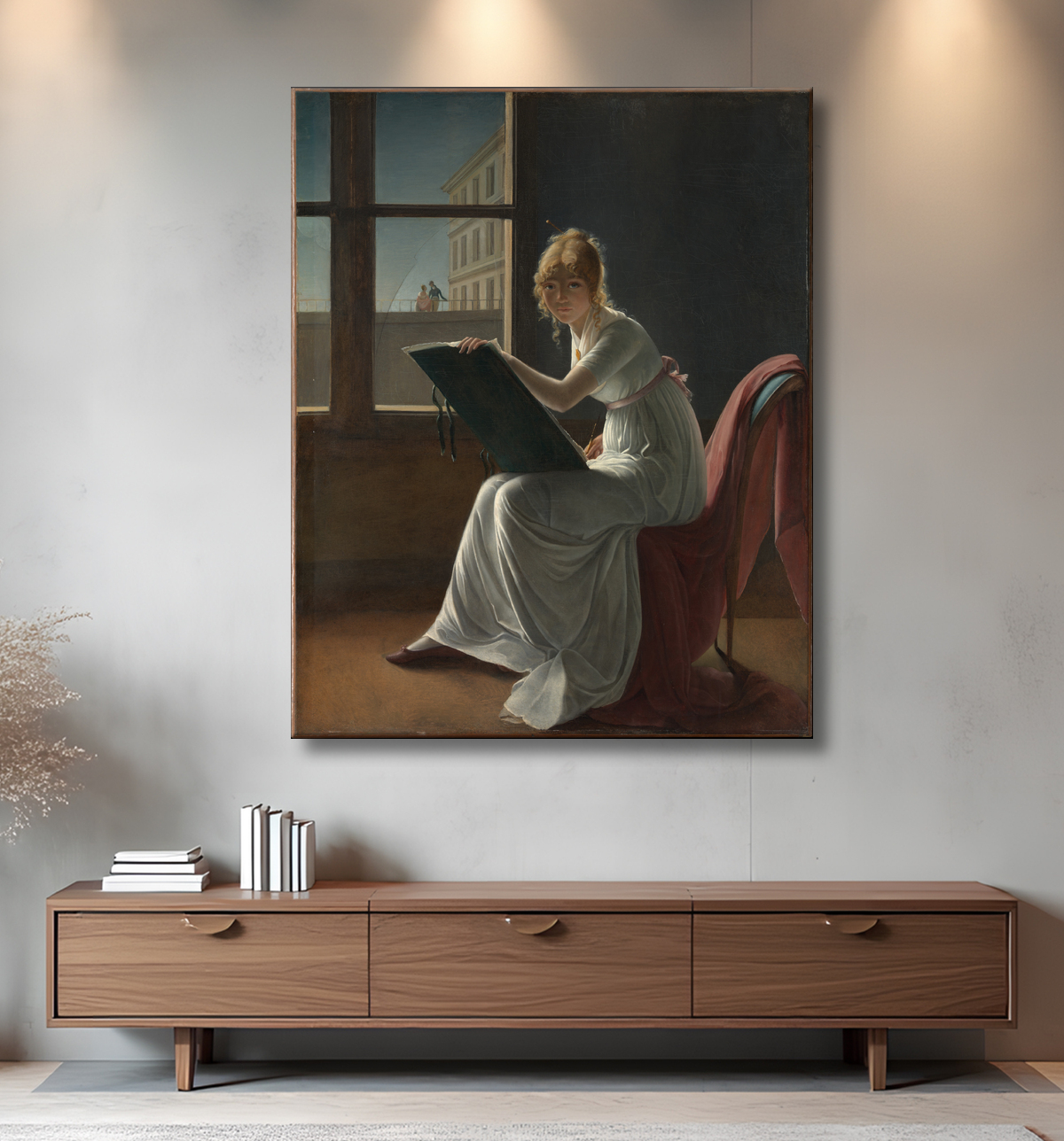 Reproduction Marie Joséphine Charlotte du Val d'Ognes (1786–1868) de Marie Denise Villers avec decor