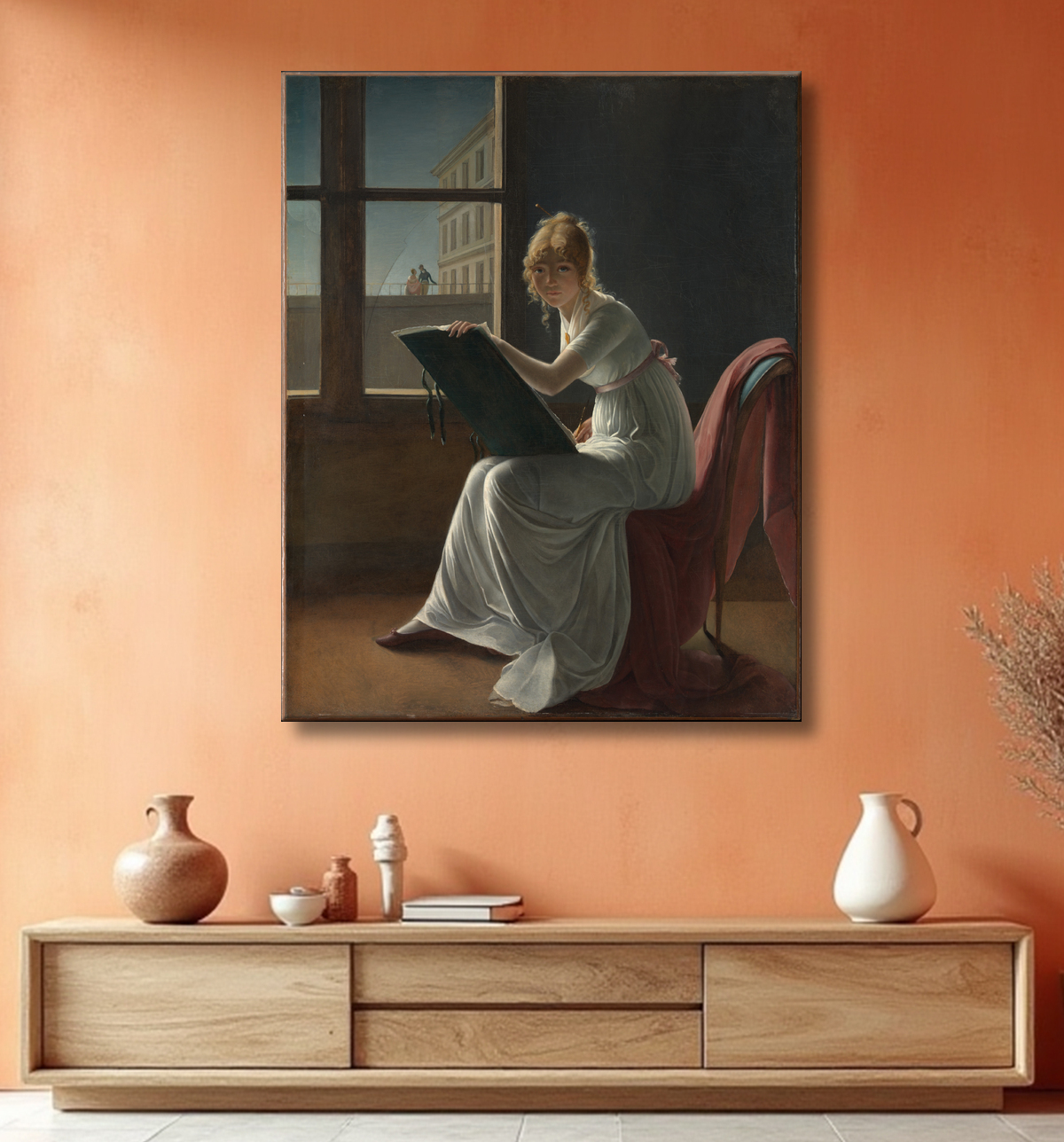 Reproduction Marie Joséphine Charlotte du Val d'Ognes (1786–1868) de Marie Denise Villers avec decor