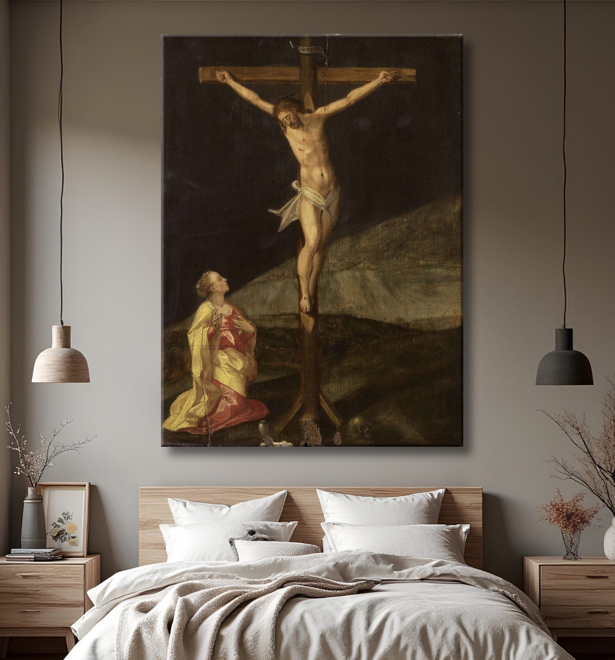 Reproduction Marie-Madeleine au pied de la croix de anonymous avec decor