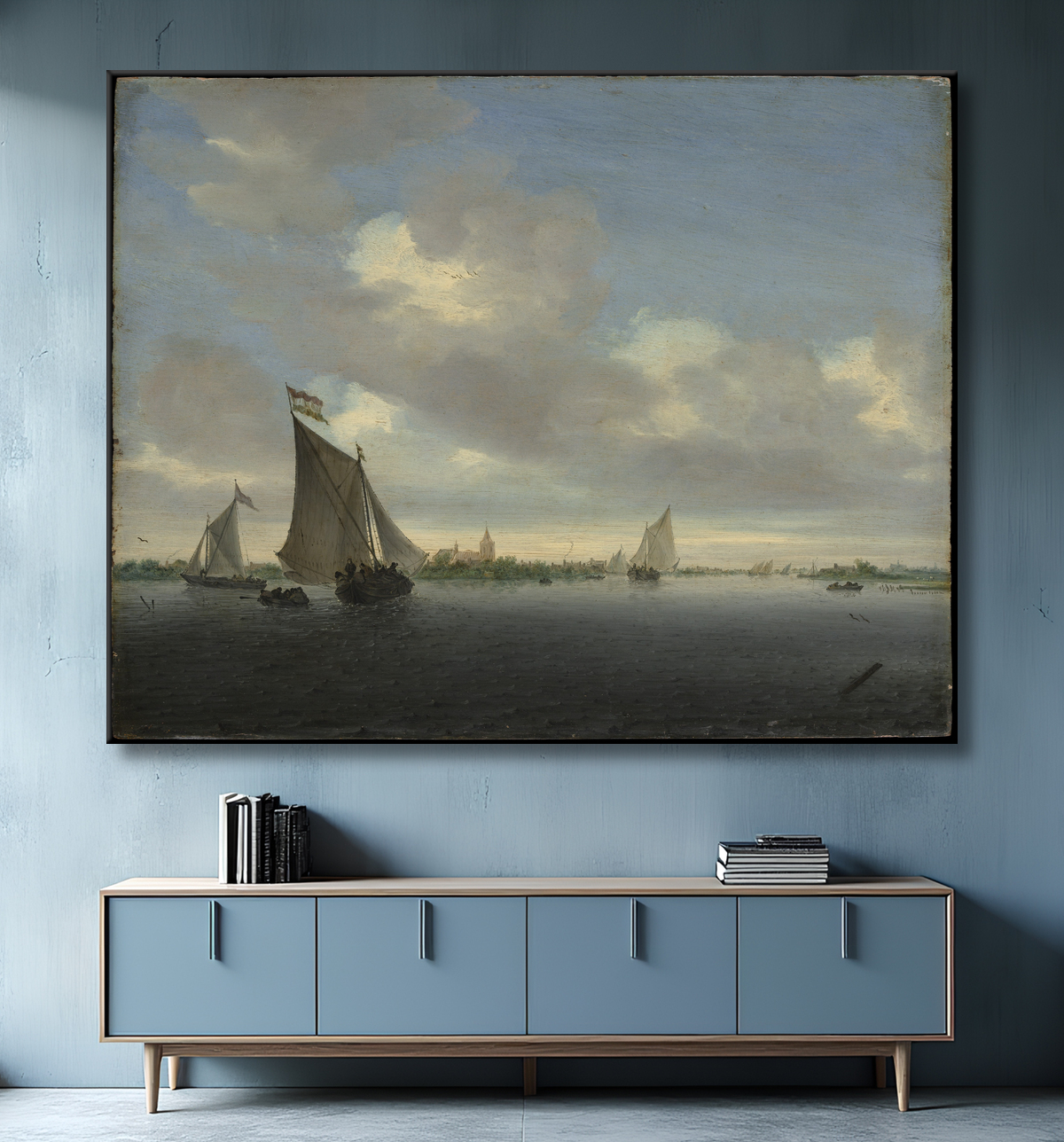 Reproduction Marin de Salomon van Ruysdael avec decor