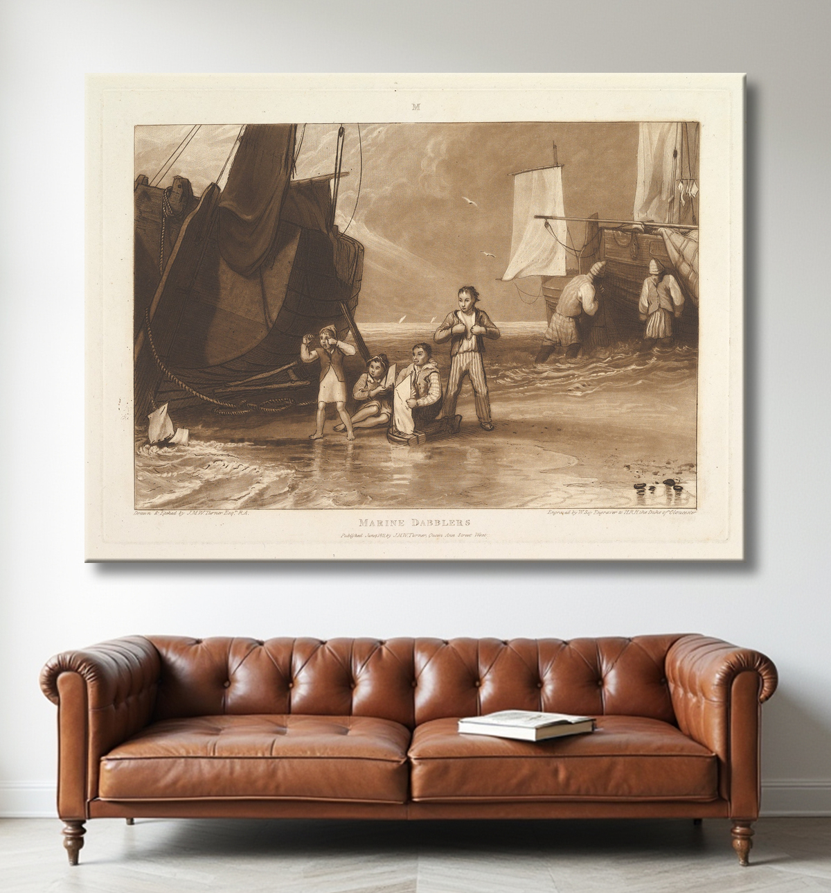 Reproduction Marine Dabblers (Liber Studiorum, partie VI, planche 29) de Joseph Mallord William Turner avec decor