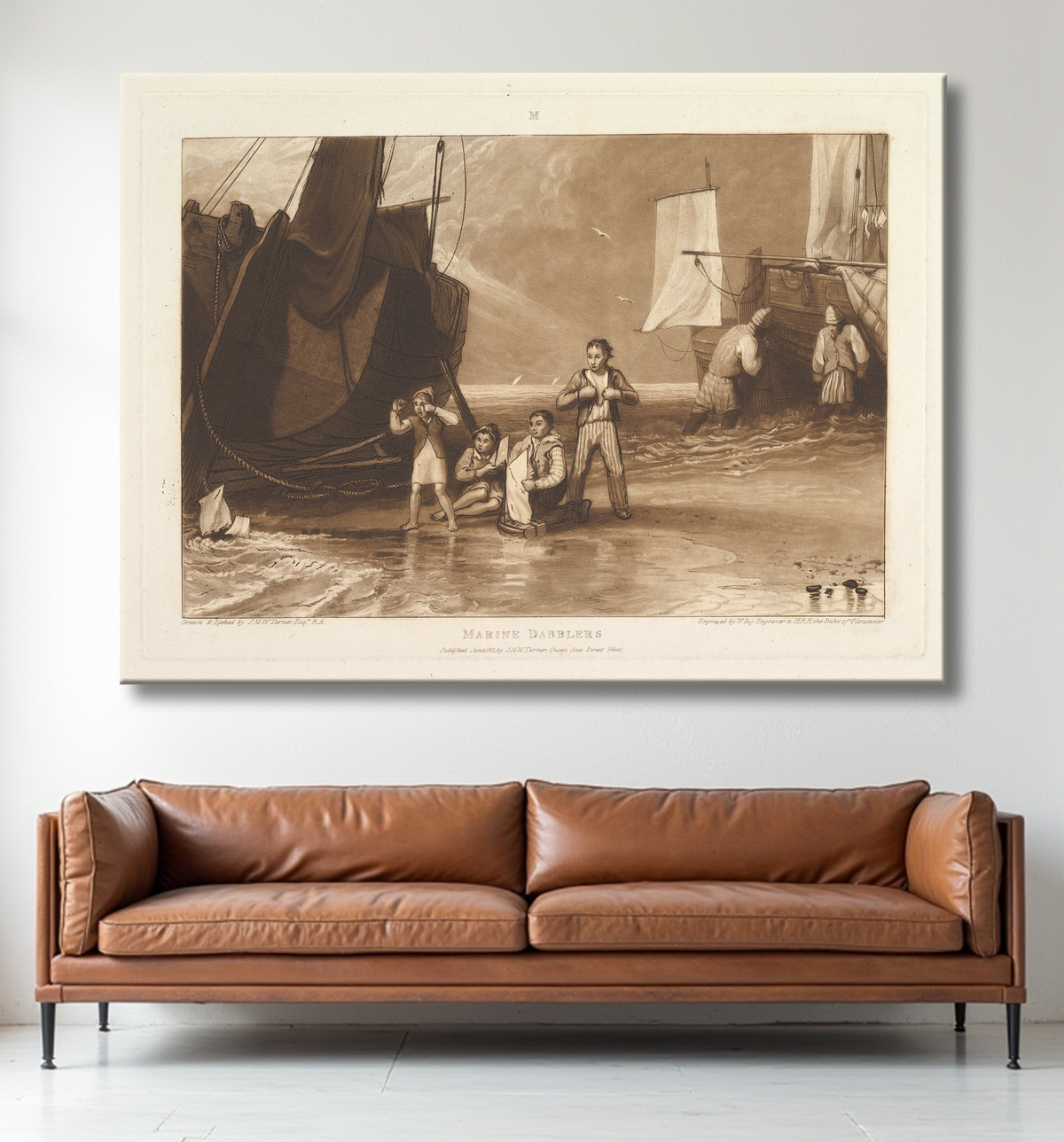 Reproduction Marine Dabblers (Liber Studiorum, partie VI, planche 29) de Joseph Mallord William Turner avec decor