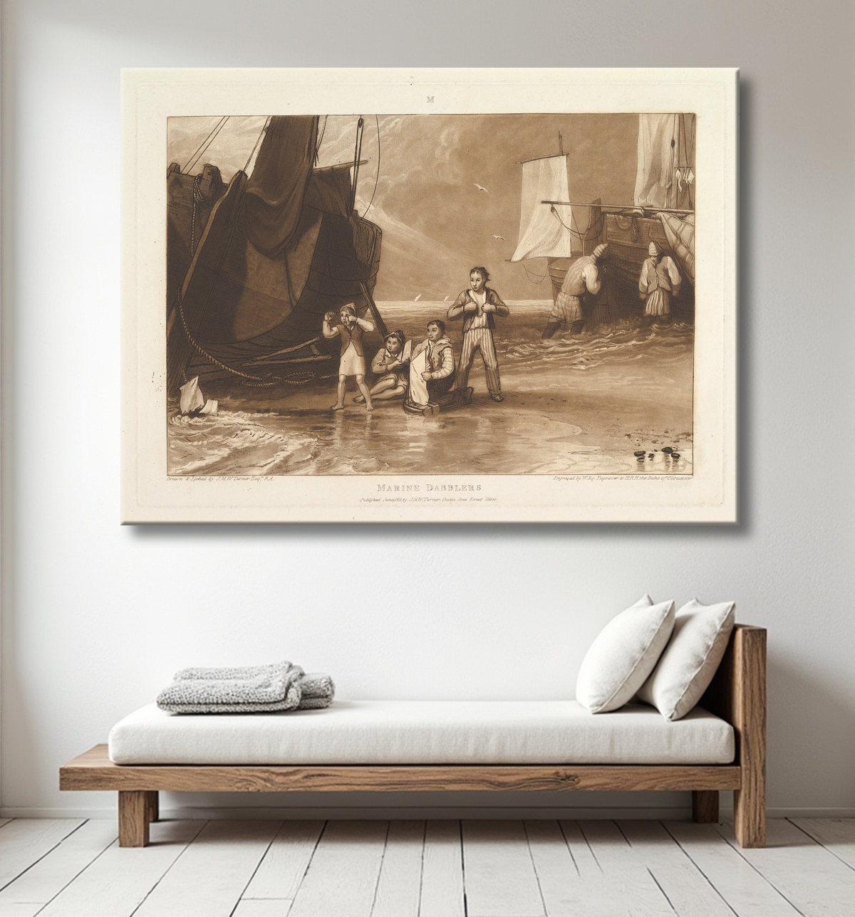 Reproduction Marine Dabblers (Liber Studiorum, partie VI, planche 29) de Joseph Mallord William Turner avec decor
