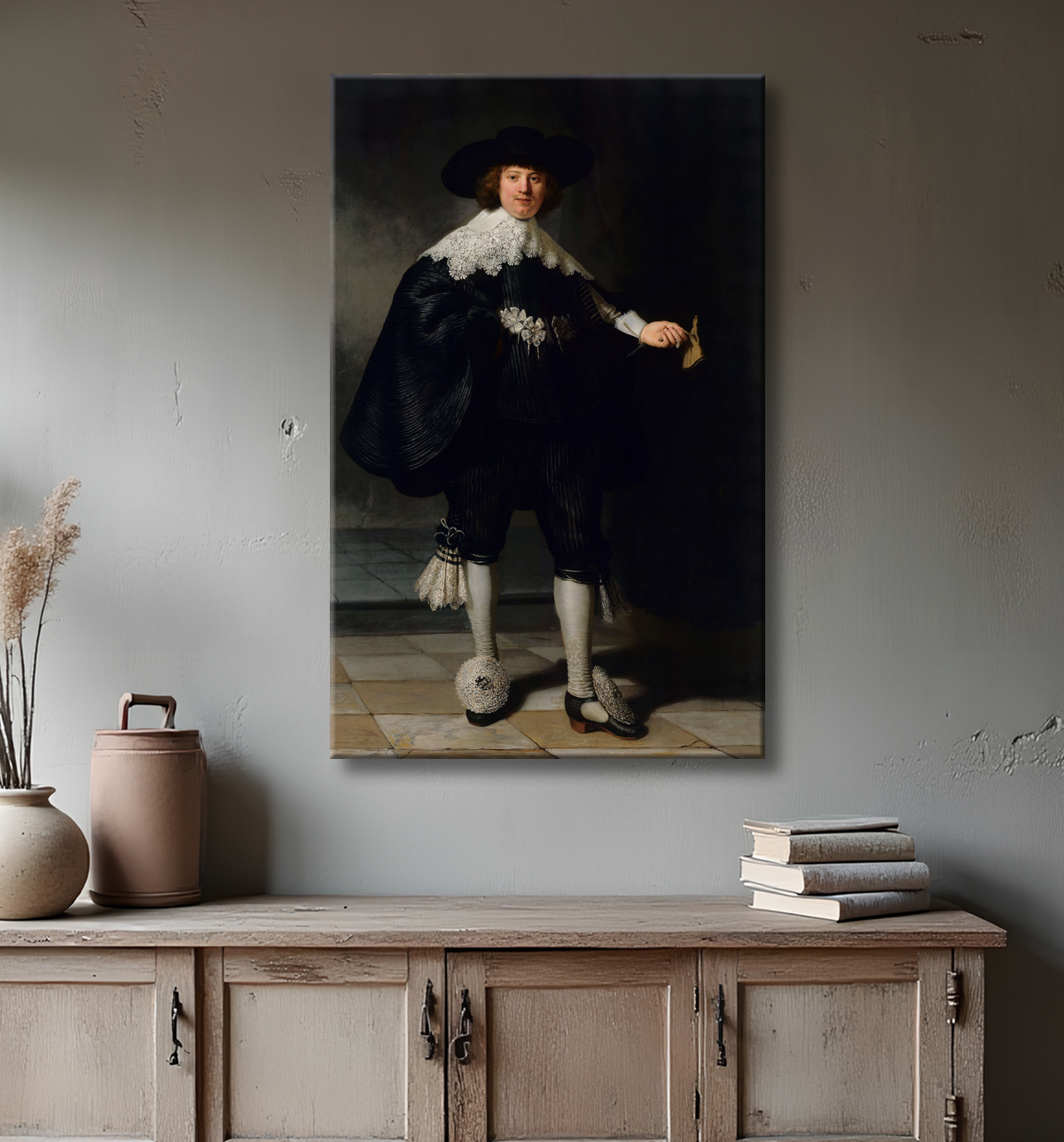 Reproduction Martin Solmans de Rembrandt van Rijn avec decor