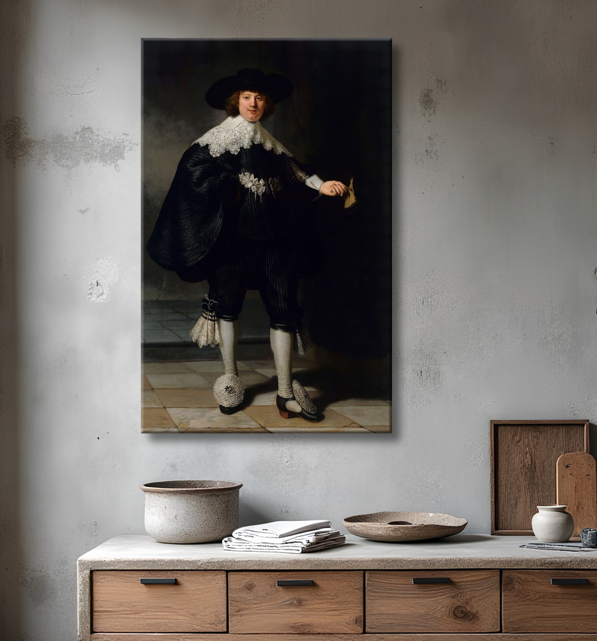 Reproduction Martin Solmans de Rembrandt van Rijn avec decor