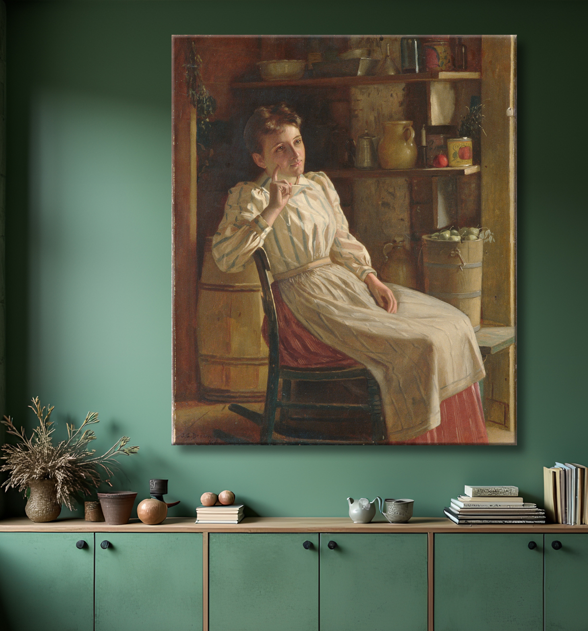 Reproduction Méditation de John George Brown avec decor