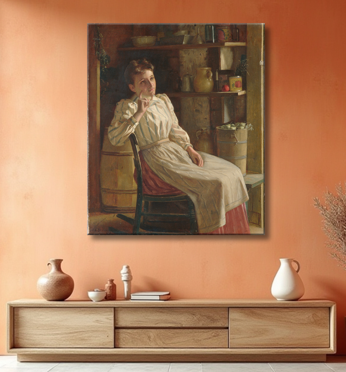 Reproduction Méditation de John George Brown avec decor