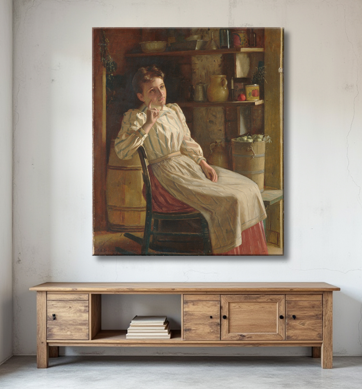 Reproduction Méditation de John George Brown avec decor