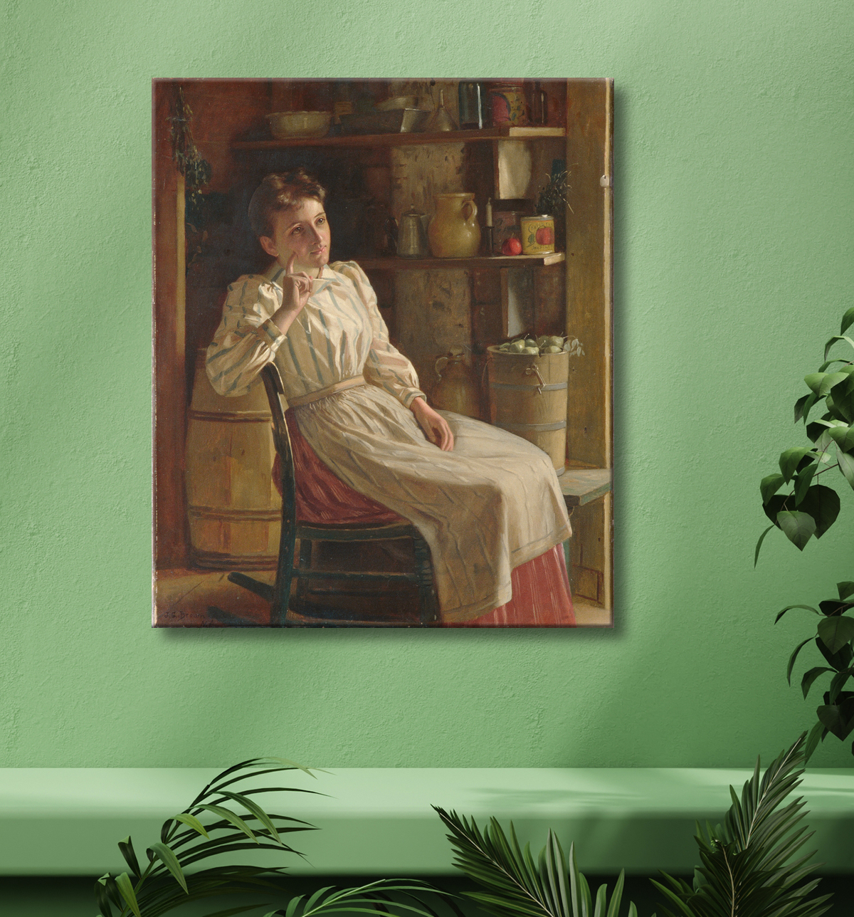 Reproduction Méditation de John George Brown avec decor