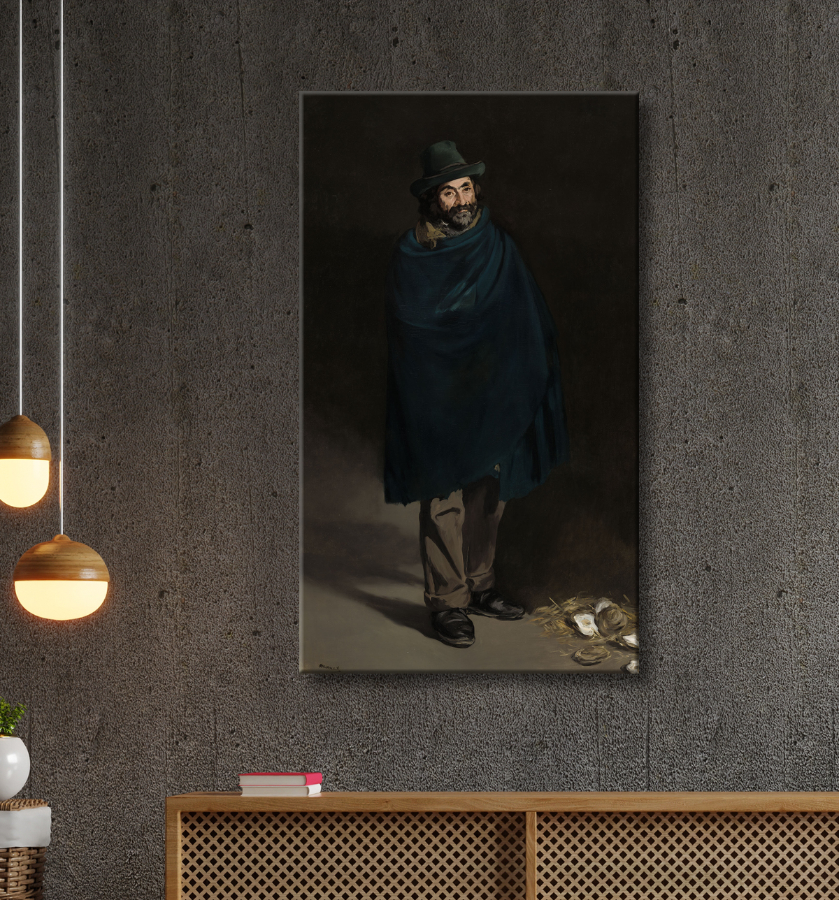 Reproduction Mendiant aux huîtres (philosophe) de Édouard Manet avec decor