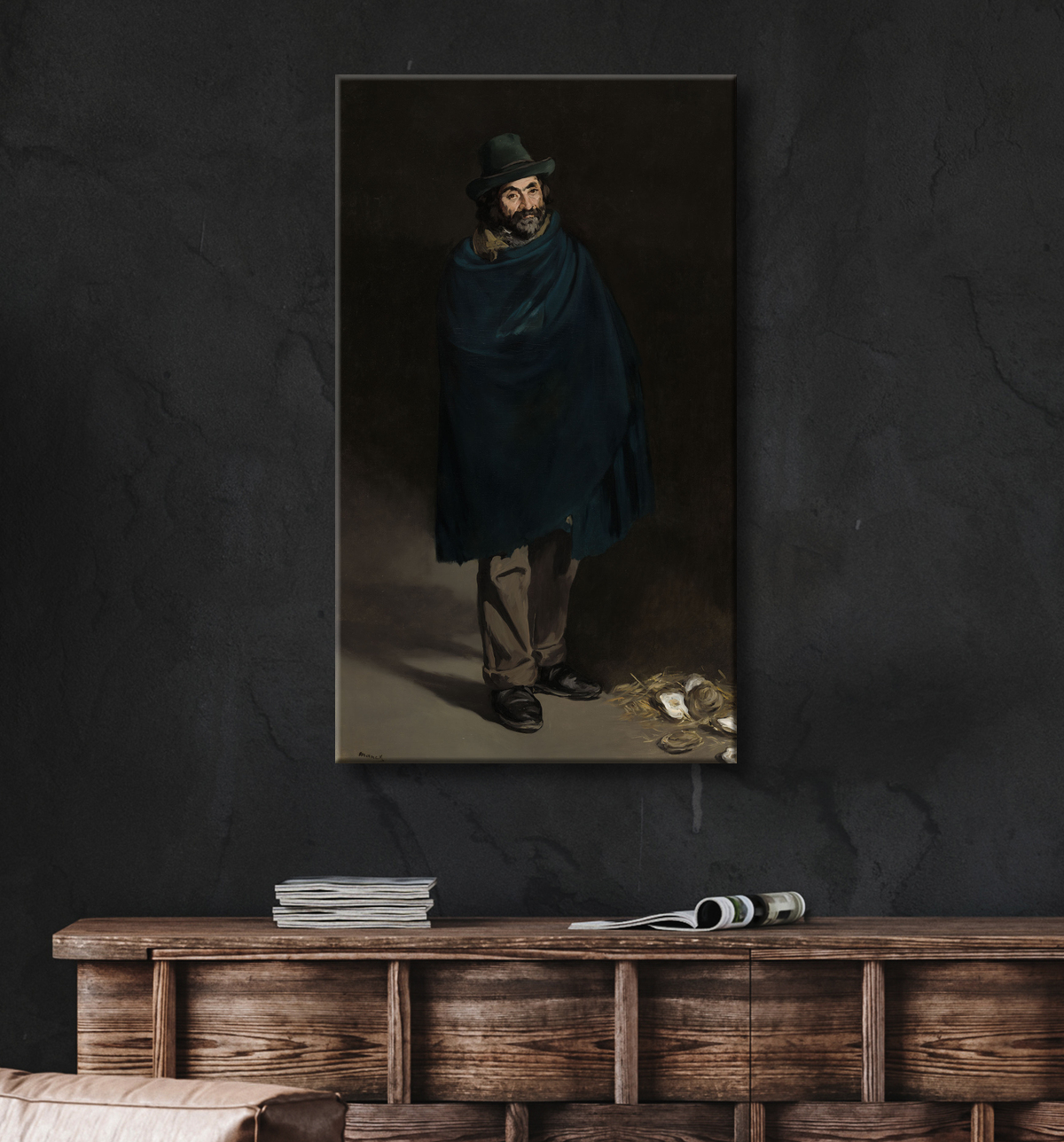 Reproduction Mendiant aux huîtres (philosophe) de Édouard Manet avec decor