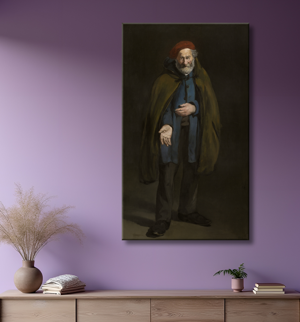Reproduction Mendiant avec un duffle-coat (philosophe) de Édouard Manet avec decor