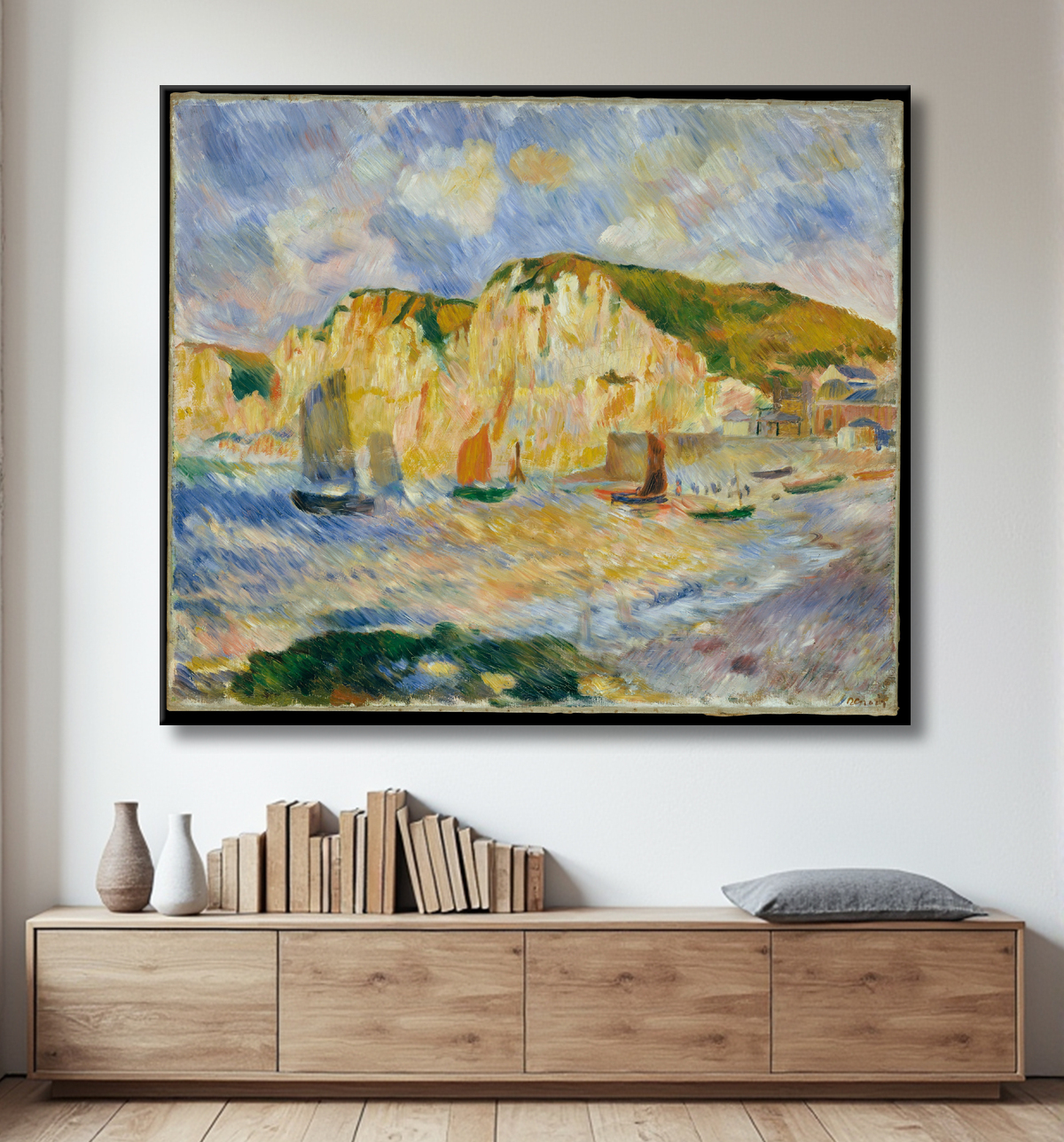 Reproduction Mer et falaises de Auguste Renoir avec decor