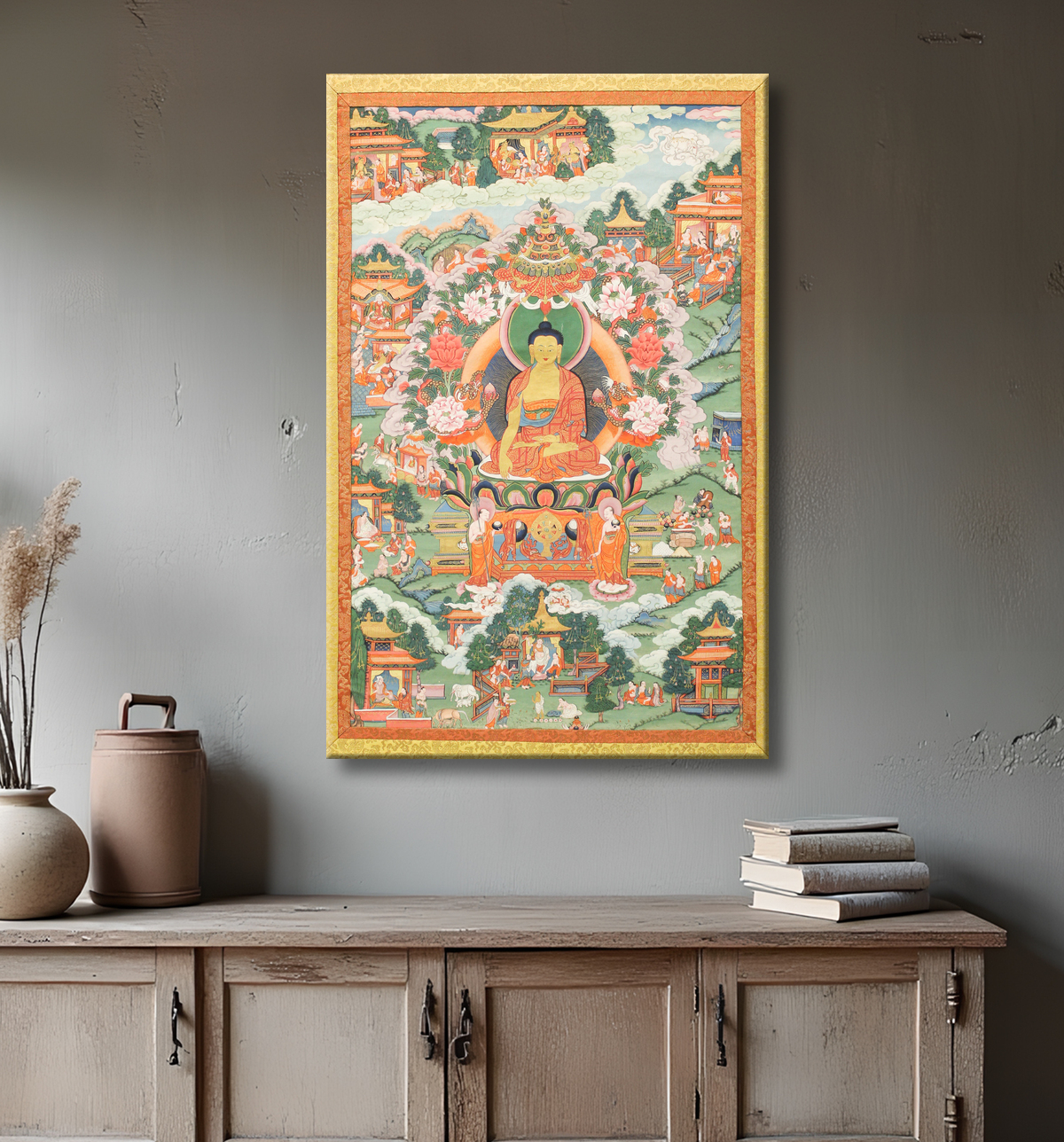 Reproduction Merci avec Bouddha avec decor