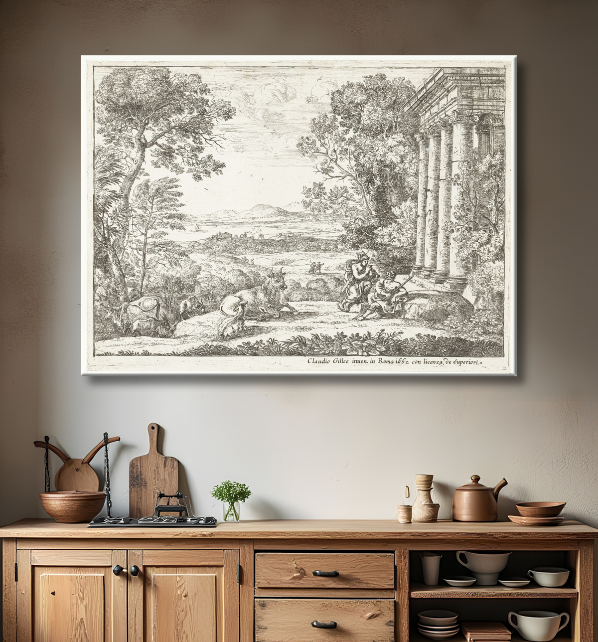 Reproduction Mercure est ajouté à un Argus de Claude Lorrain avec decor