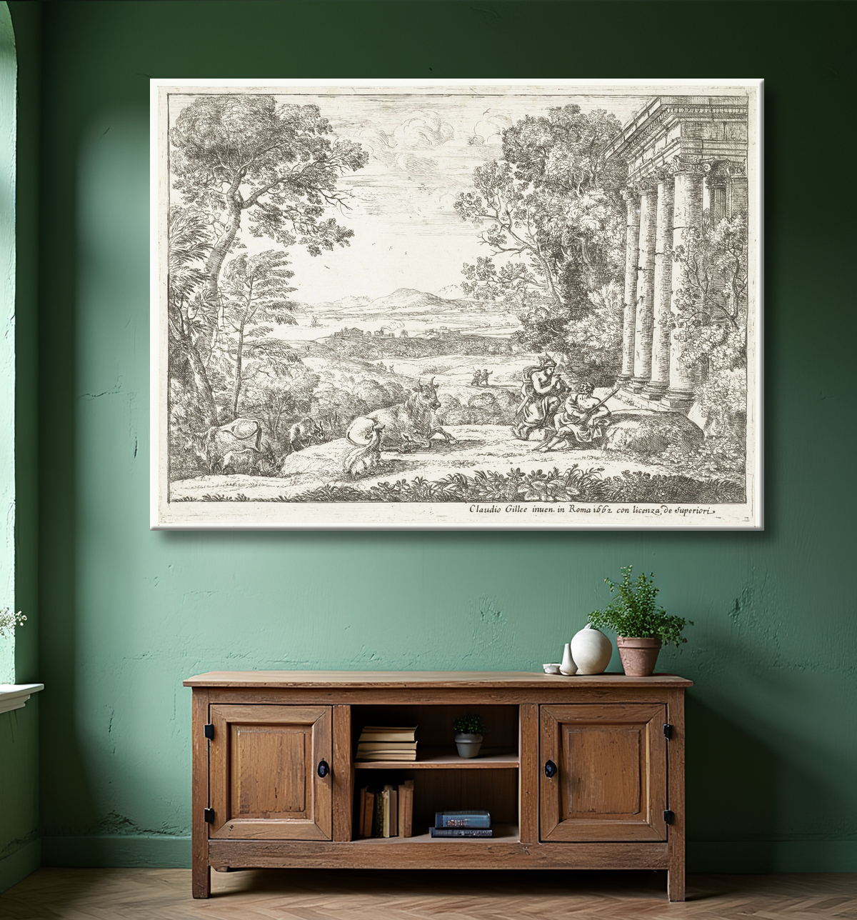 Reproduction Mercure est ajouté à un Argus de Claude Lorrain avec decor