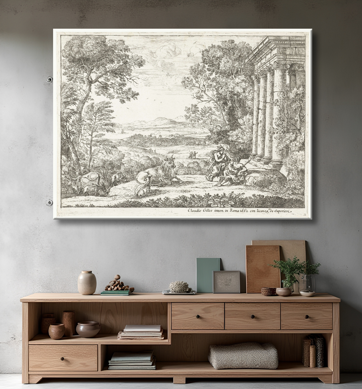 Reproduction Mercure est ajouté à un Argus de Claude Lorrain avec decor