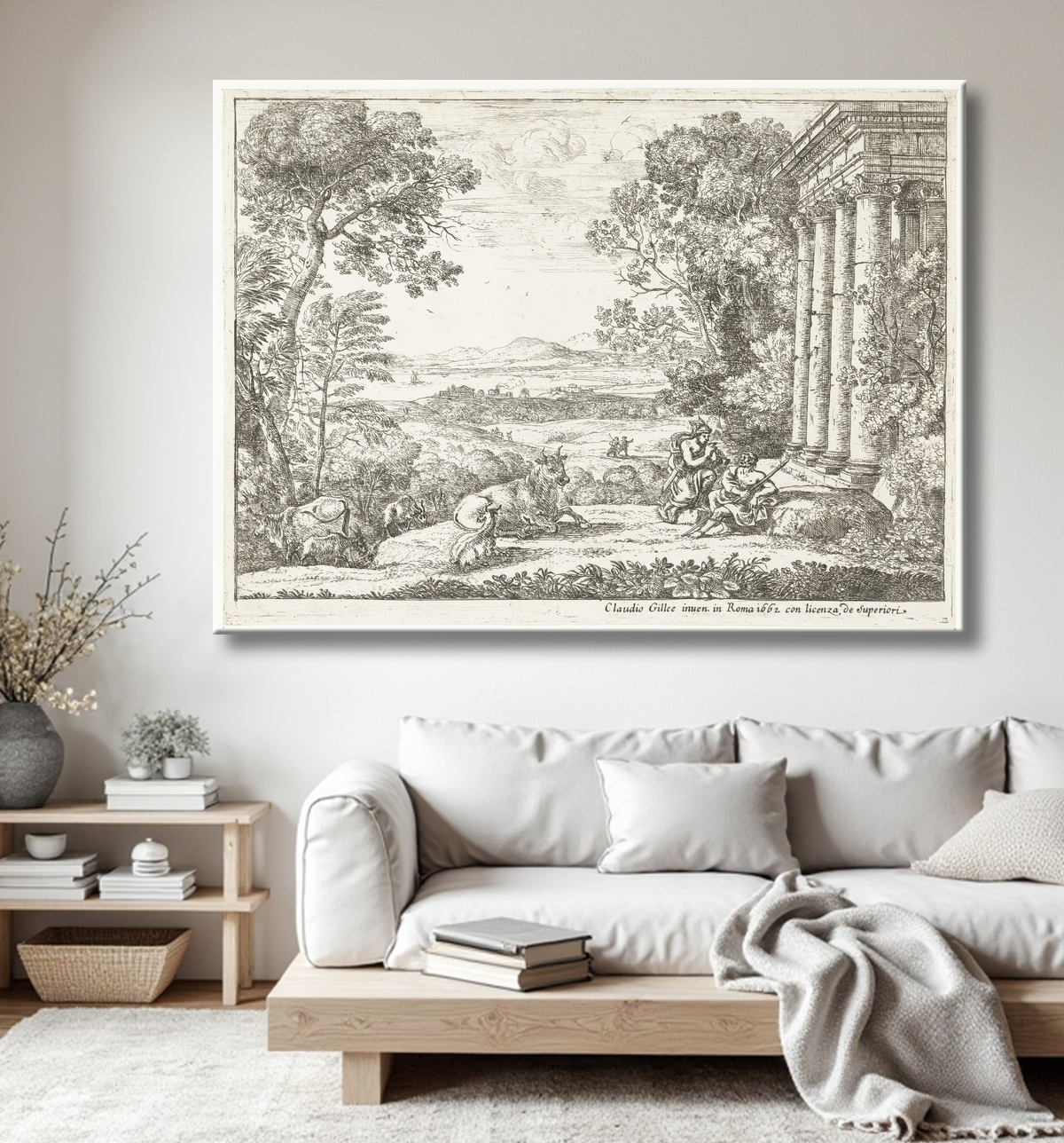 Reproduction Mercure est ajouté à un Argus de Claude Lorrain avec decor