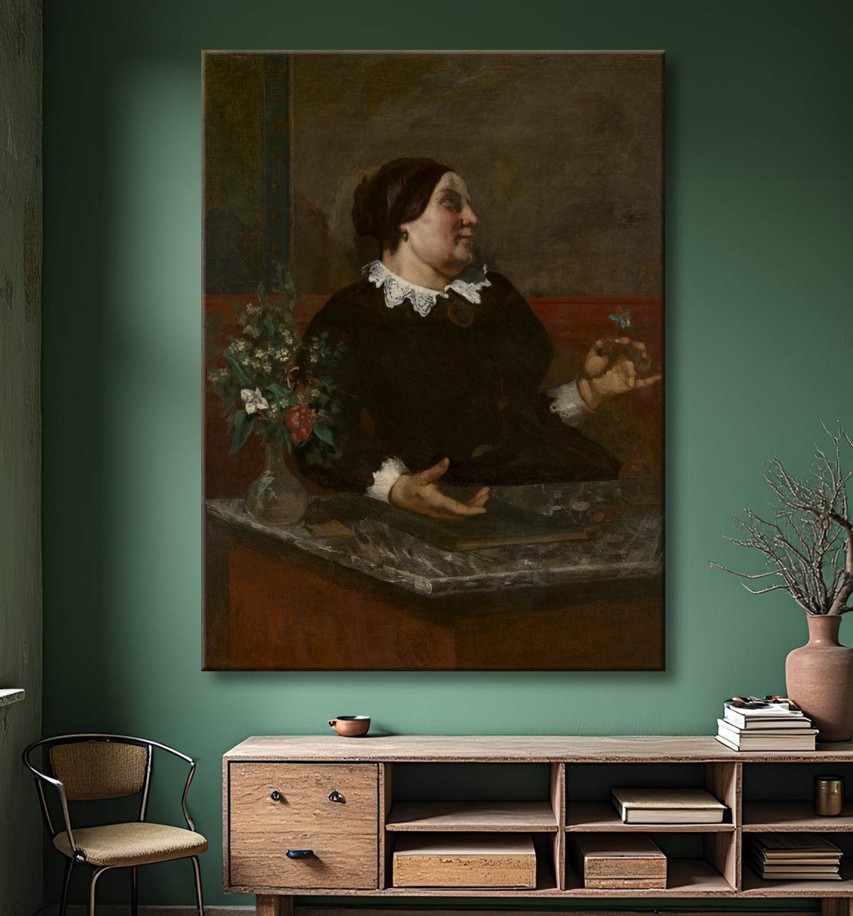 Reproduction Mère Grégoire de Gustave Courbet avec decor