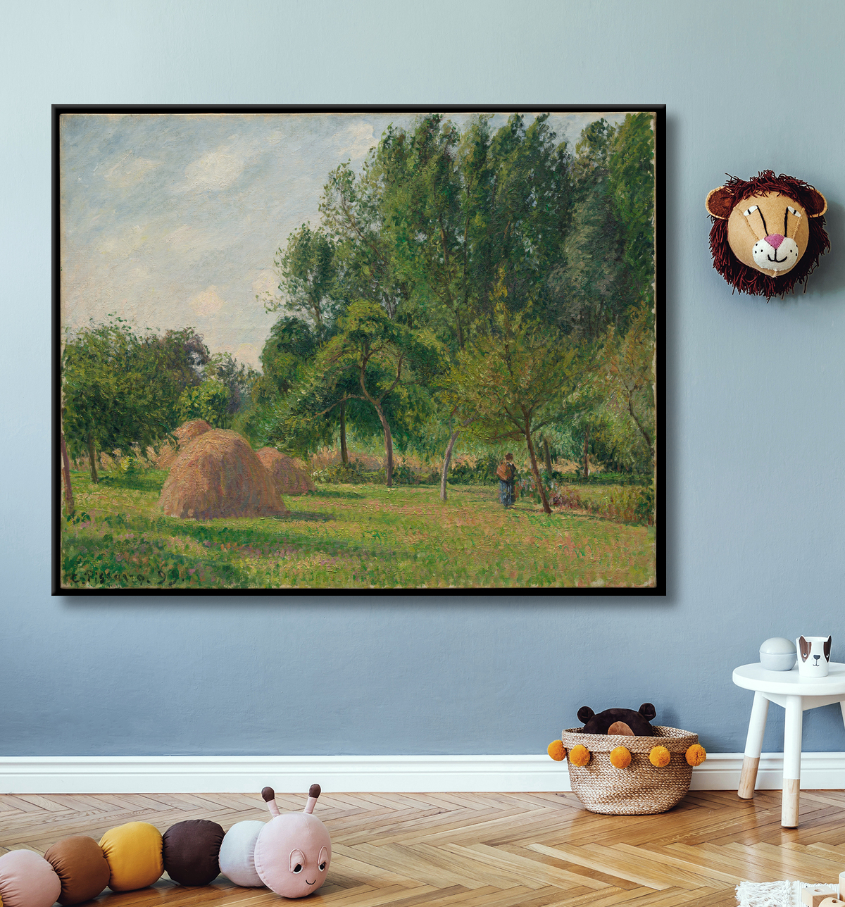 Reproduction Meules De Foin, Matin, Éragny de Camille Pissarro avec decor