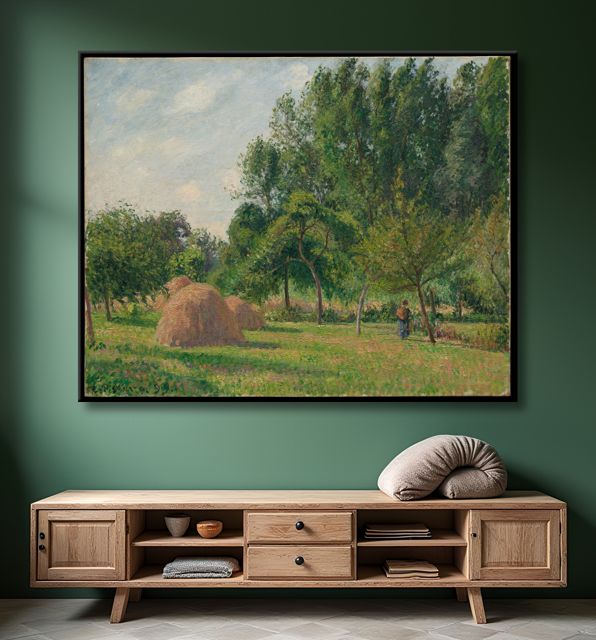 Reproduction Meules De Foin, Matin, Éragny de Camille Pissarro avec decor