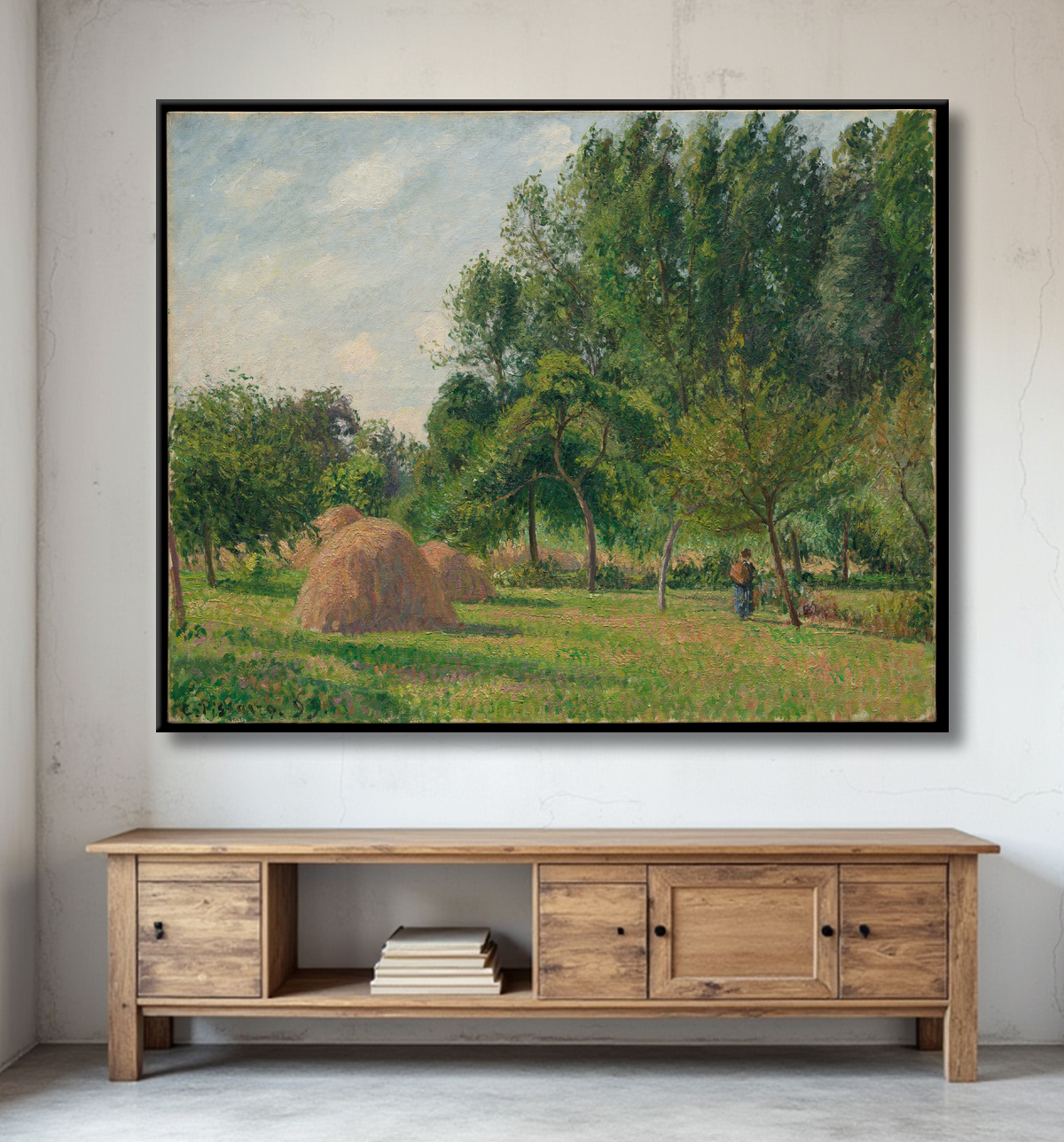 Reproduction Meules De Foin, Matin, Éragny de Camille Pissarro avec decor