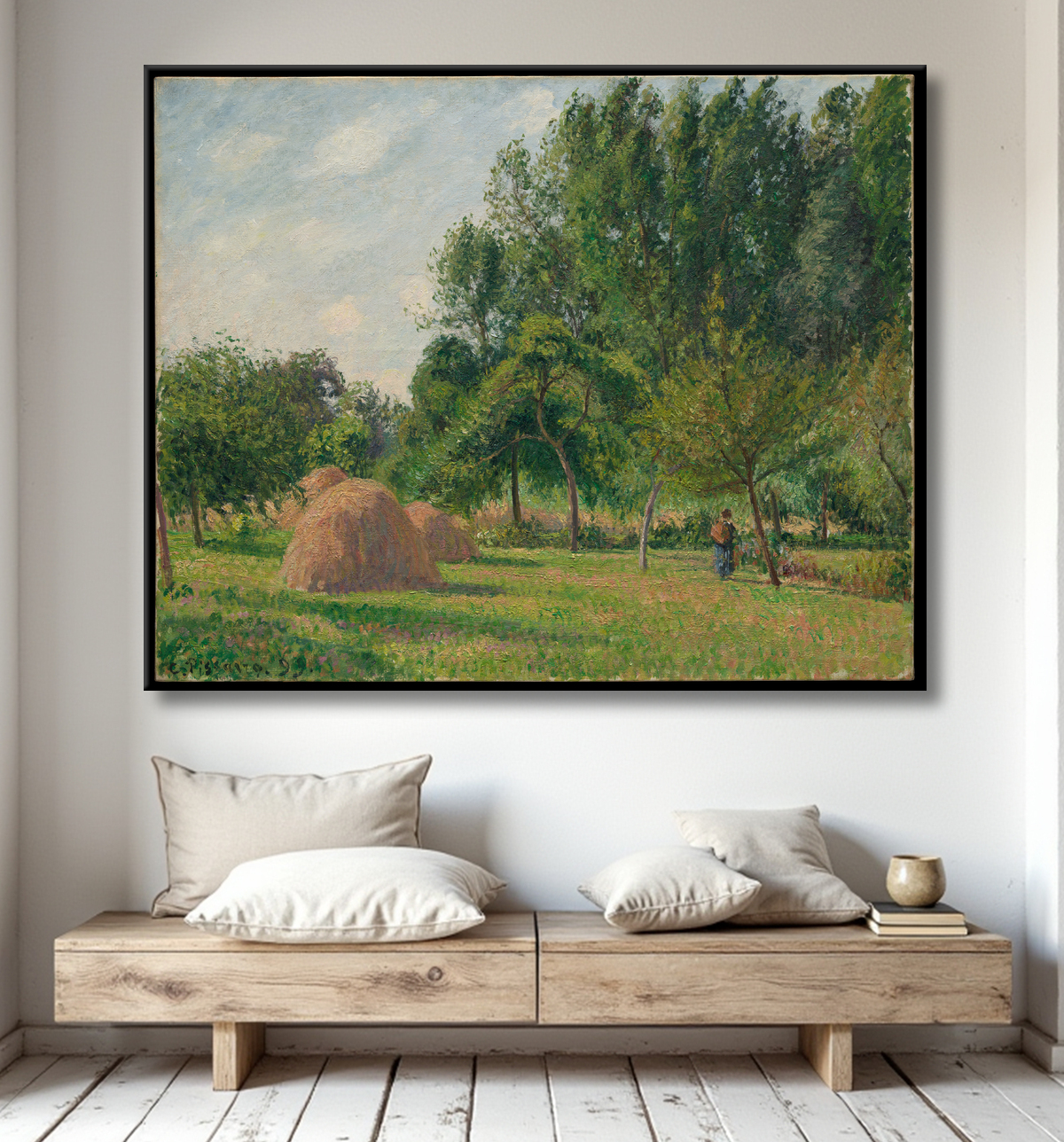 Reproduction Meules De Foin, Matin, Éragny de Camille Pissarro avec decor