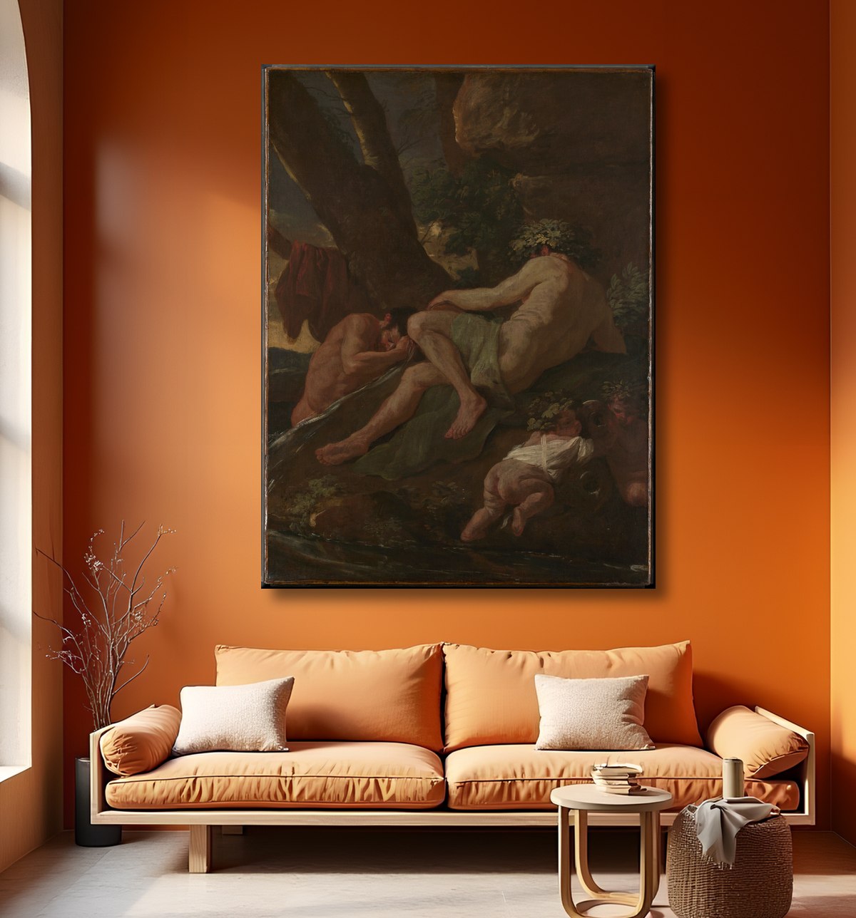 Reproduction Midas se lavant à la source du Pactole de Nicolas Poussin avec decor