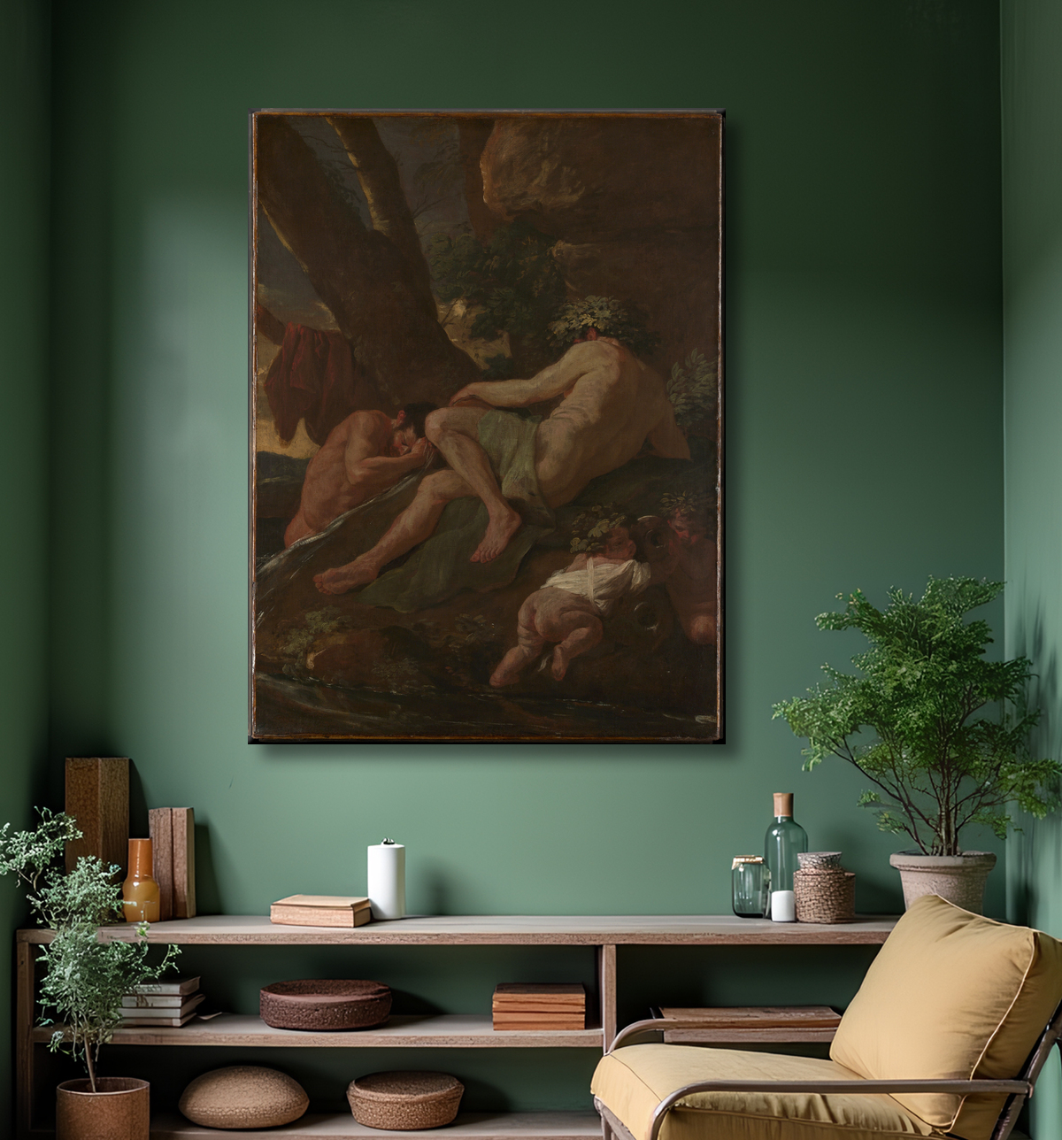 Reproduction Midas se lavant à la source du Pactole de Nicolas Poussin avec decor