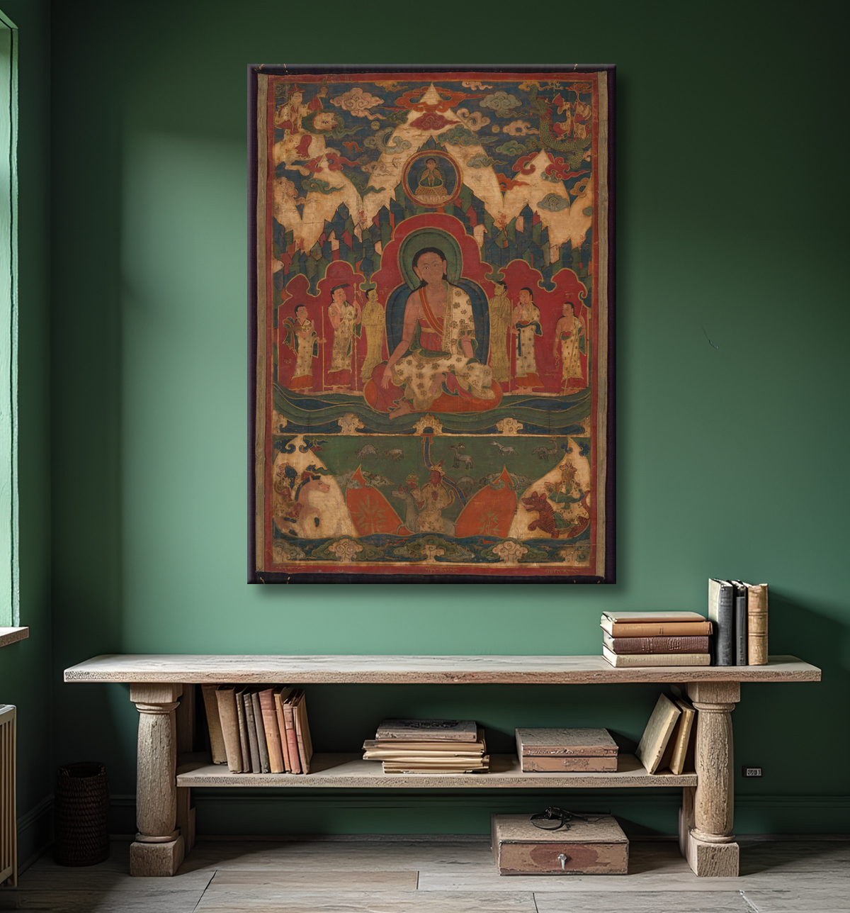 Reproduction Milarépa sur le mont Kailash avec decor