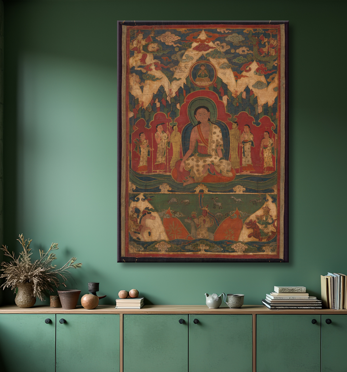Reproduction Milarépa sur le mont Kailash avec decor