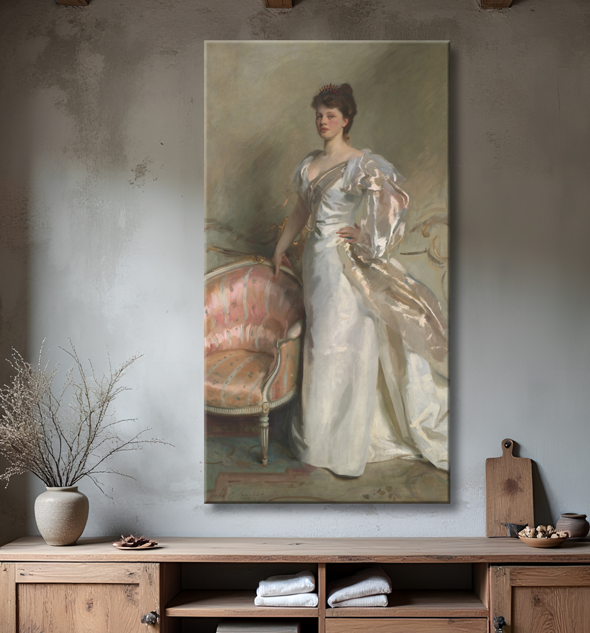 Reproduction Mme George Swinton (Elizabeth Ebsworth) de John Singer Sargent avec decor