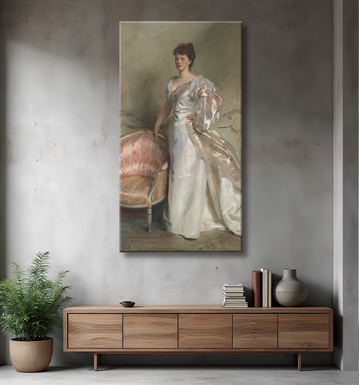 Reproduction Mme George Swinton (Elizabeth Ebsworth) de John Singer Sargent avec decor