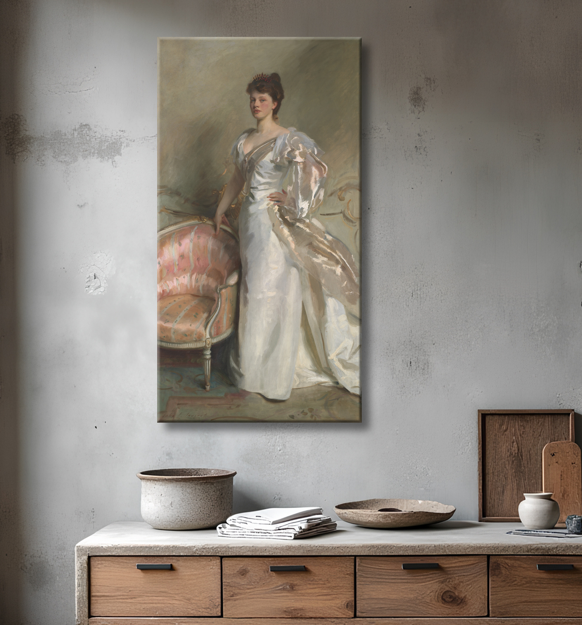 Reproduction Mme George Swinton (Elizabeth Ebsworth) de John Singer Sargent avec decor