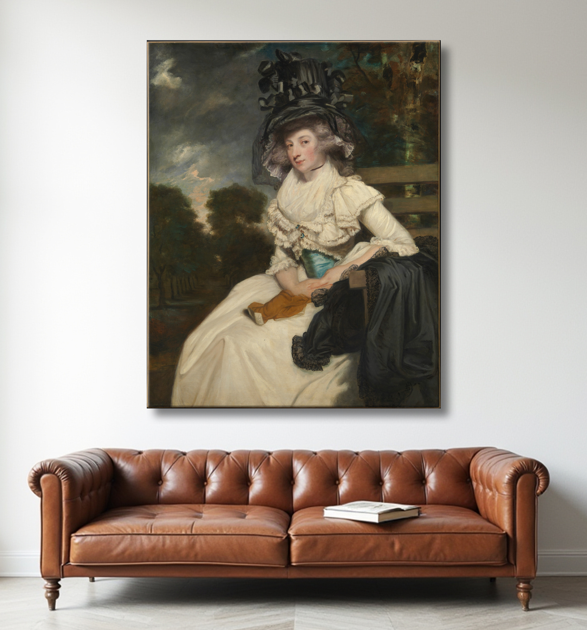 Reproduction Mme Lewis Thomas Watson (Mary Elizabeth Milles, 1767-1818) de Sir Joshua Reynolds avec decor