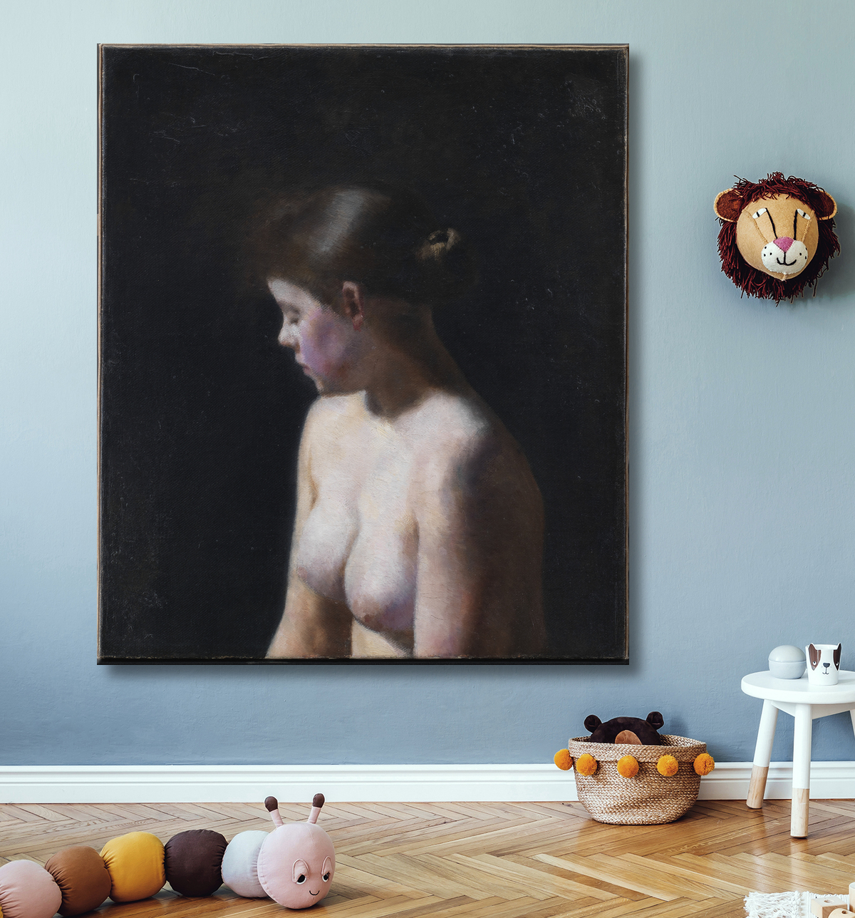 Reproduction Modèle Féminin Nu de Hammershøi, Vilhelm avec decor