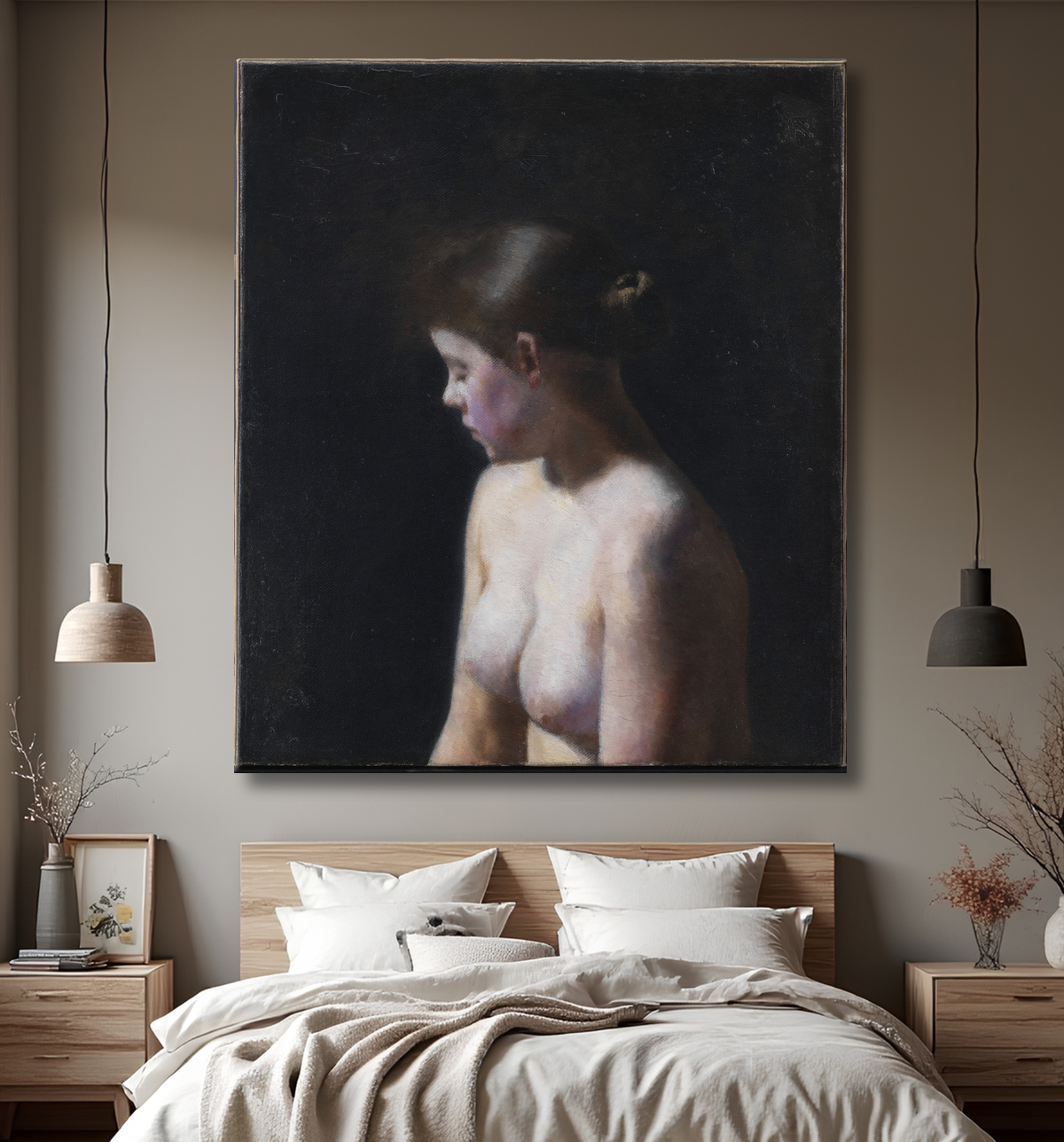 Reproduction Modèle Féminin Nu de Hammershøi, Vilhelm avec decor