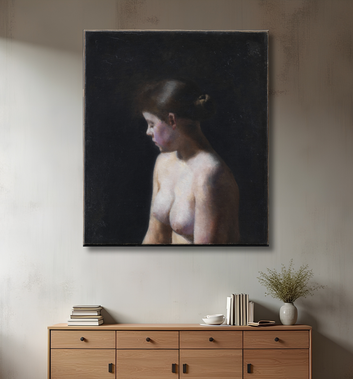 Reproduction Modèle Féminin Nu de Hammershøi, Vilhelm avec decor
