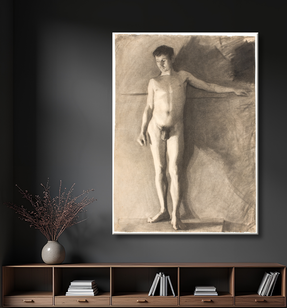 Reproduction Modèle homme debout de Hammershøi, Vilhelm avec decor
