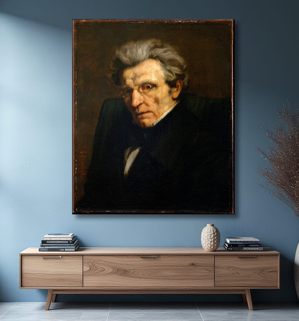 Reproduction Monsieur Suisse de Gustave Courbet avec decor