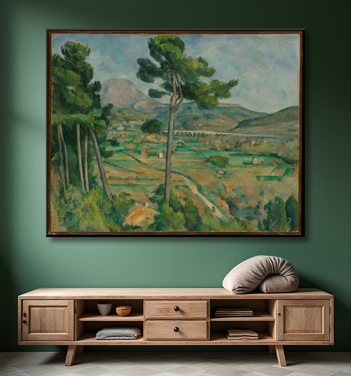 Reproduction Mont Sainte-Victoire and the Viaduct of the Arc River Valley de Paul Cézanne avec decor
