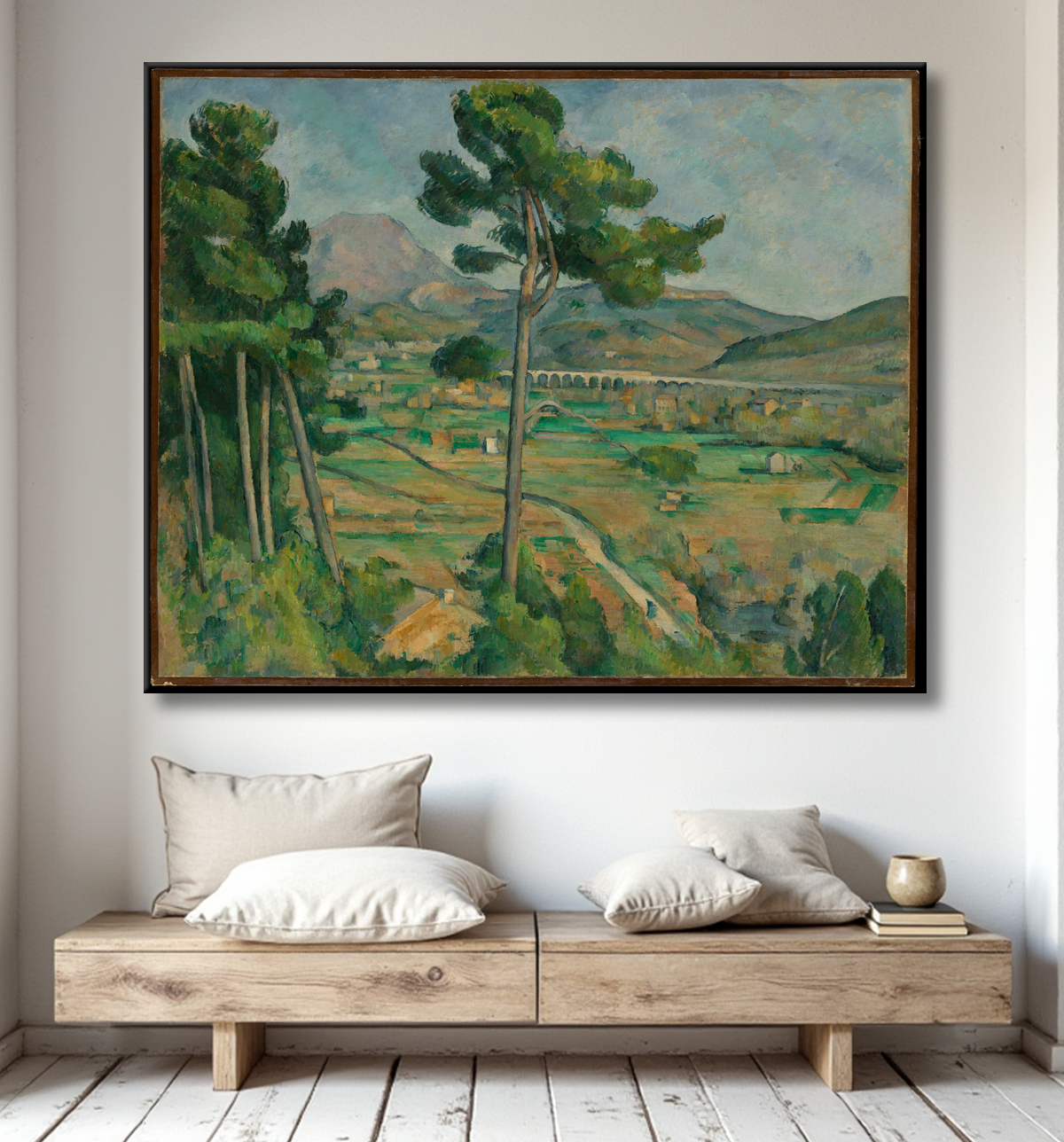Reproduction Mont Sainte-Victoire and the Viaduct of the Arc River Valley de Paul Cézanne avec decor