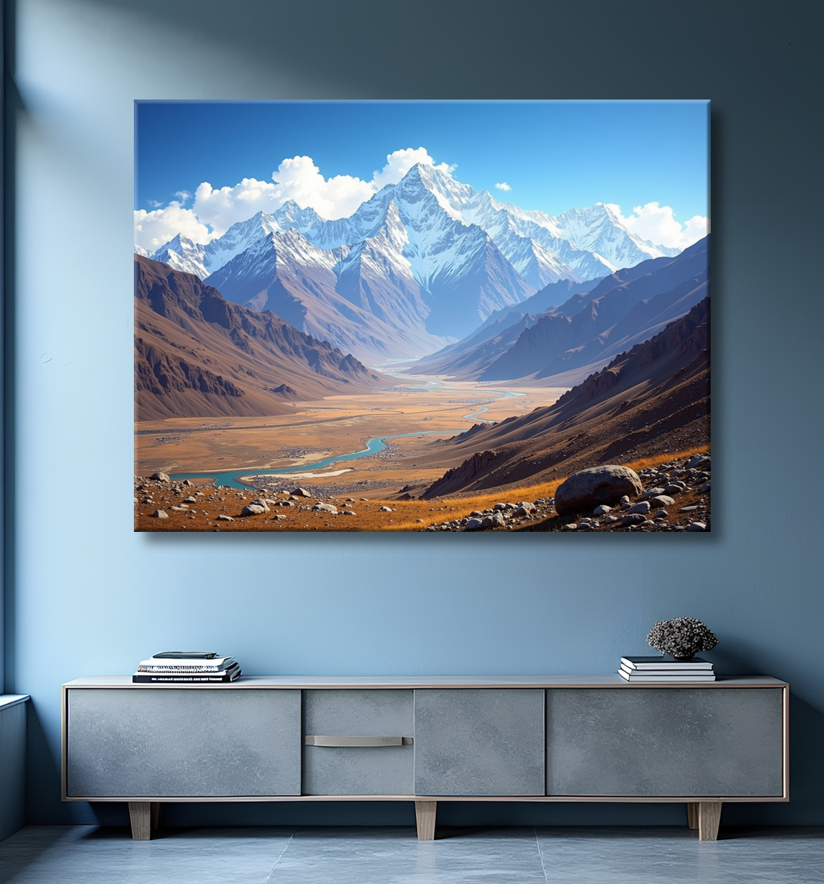 Tableau Himalaya et plateau désertique avec decor