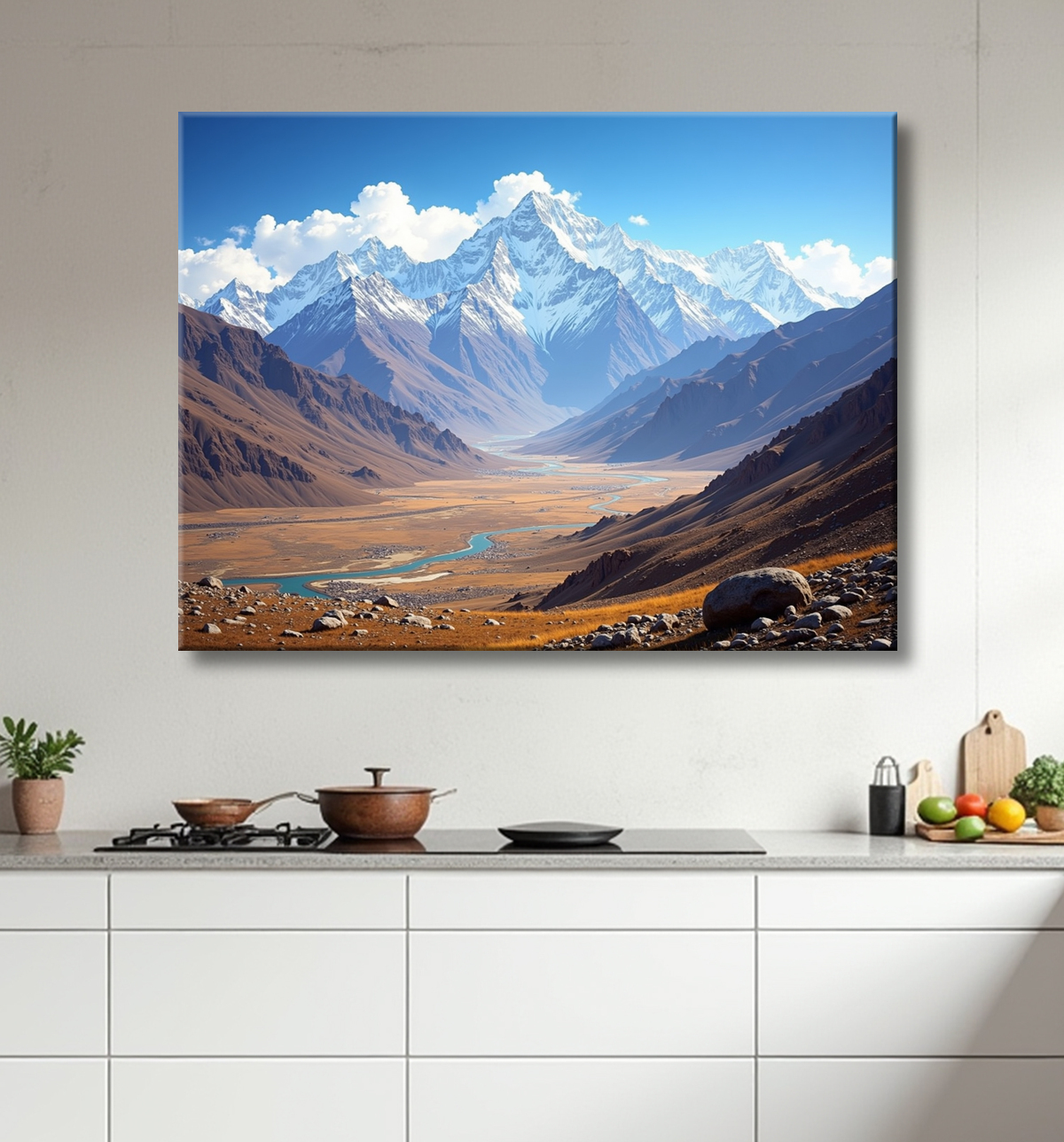 Tableau Himalaya et plateau désertique avec decor