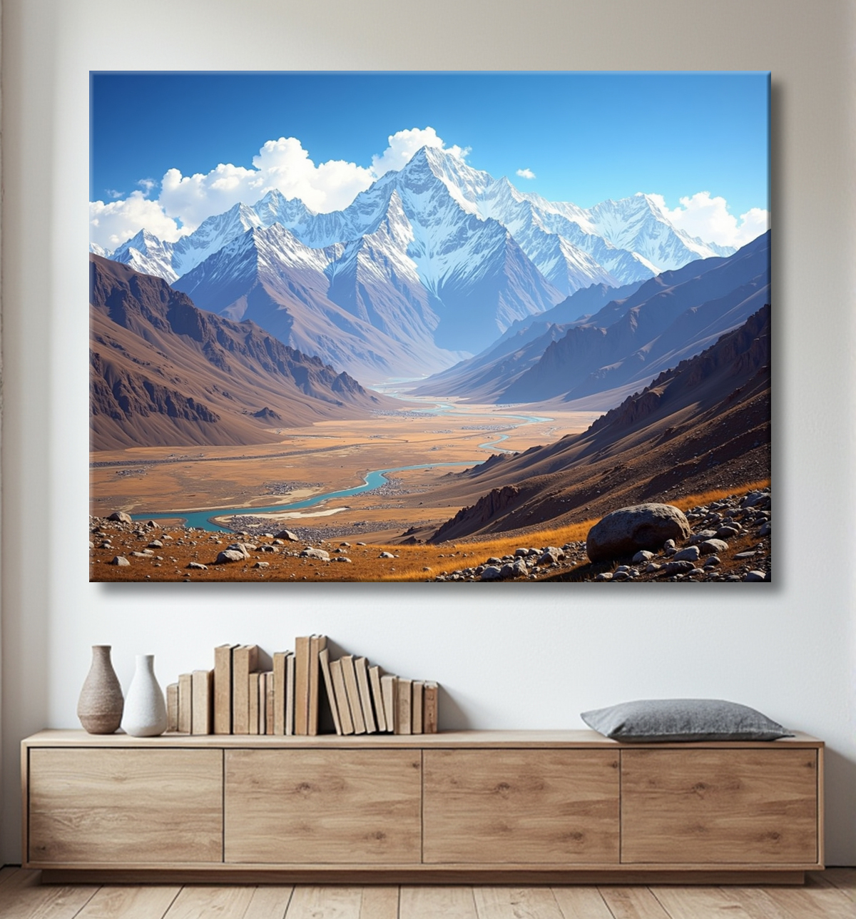 Tableau Himalaya et plateau désertique avec decor