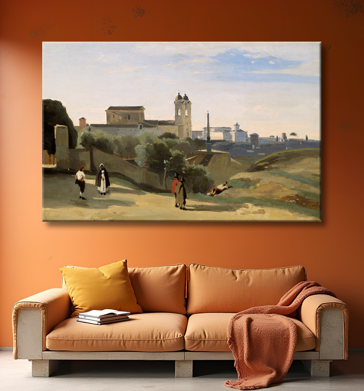 Reproduction Monte Pincio, Rome de Jean Baptiste Camille Corot avec decor