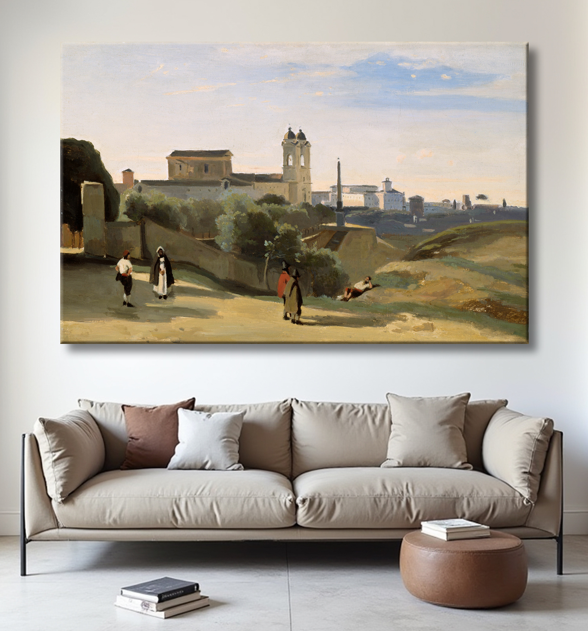 Reproduction Monte Pincio, Rome de Jean Baptiste Camille Corot avec decor