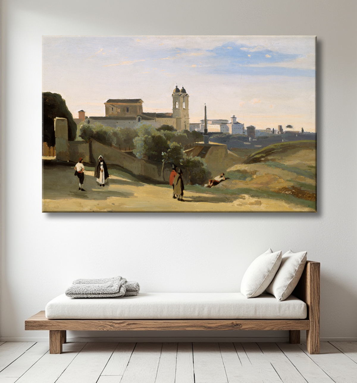 Reproduction Monte Pincio, Rome de Jean Baptiste Camille Corot avec decor